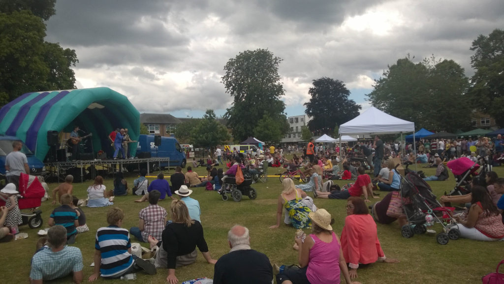 Everyone enjoying Ken Wood and the Mixers, despite the overcast weather